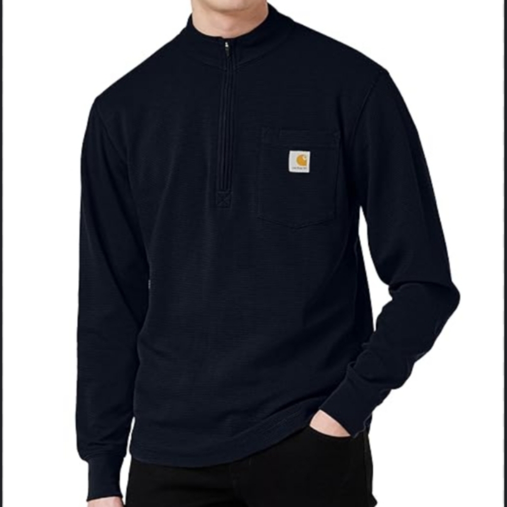 Carhartt | Tilden Navy 1/2 Zip Long Sleeve Shirt